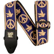 ERNIE BALL 4699 -гитарный ремень Jacquard с рисунком Peace Love Dove бежево-синий