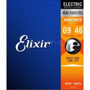 Elixir 12027 NANOWEB Комплект струн для электрогитары, Custom Light, 9-46,