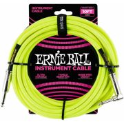 ERNIE BALL 6080 - кабель инструментальный, оплетёный, 3,05 м,прямой/угловой джеки,желтый
