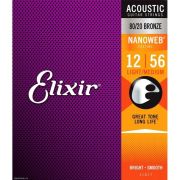 ELIXIR 11077 NANOWEB Комплект струн для акустической гитары, бронза 80/20,12-56